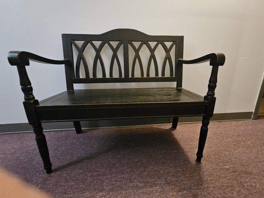 Wooden Entryway Bench In Black