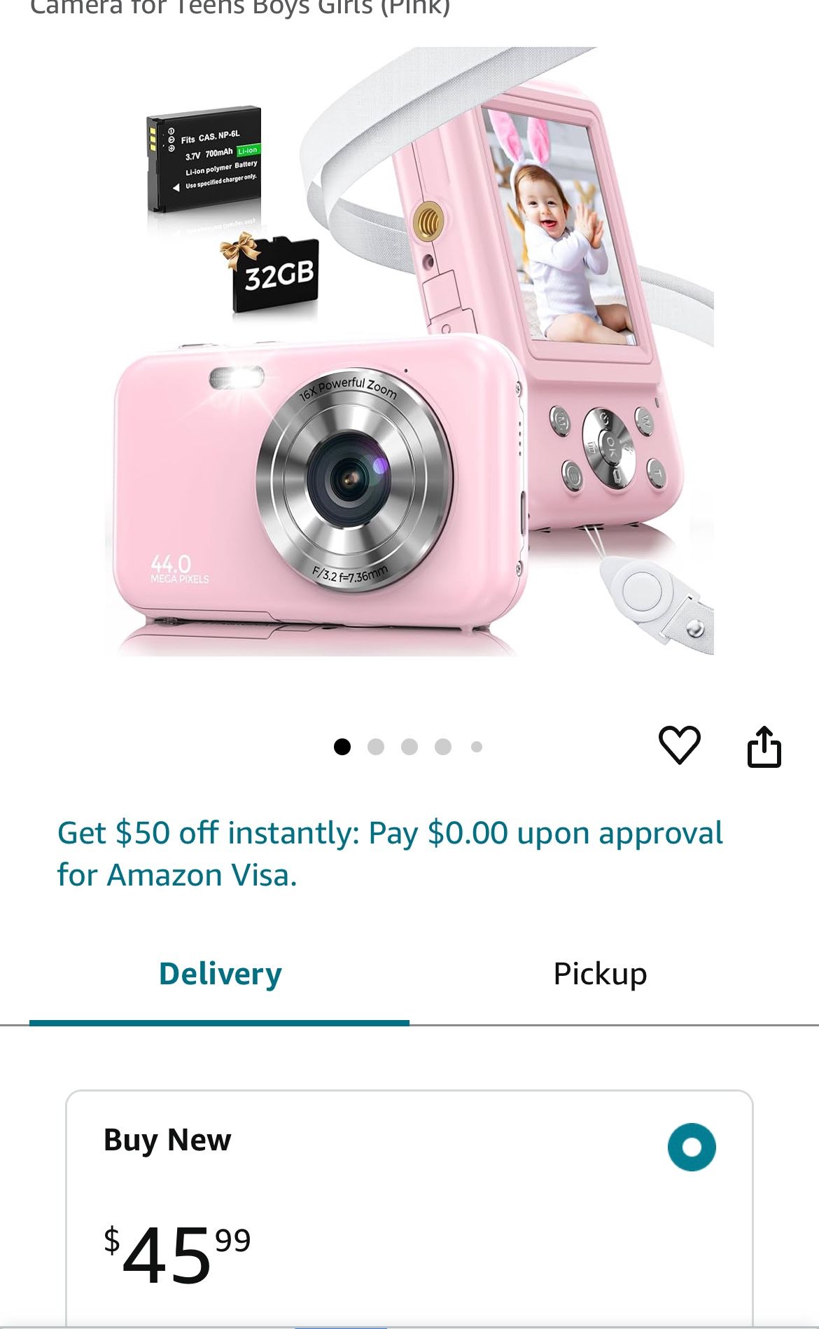 New In Box Digital Camera,FHD 1080P 44MP Kids Camera for Photography with 32GB Card,16X Zoom Point and Shoot Digital Camera with Fill Light, Anti-Shak