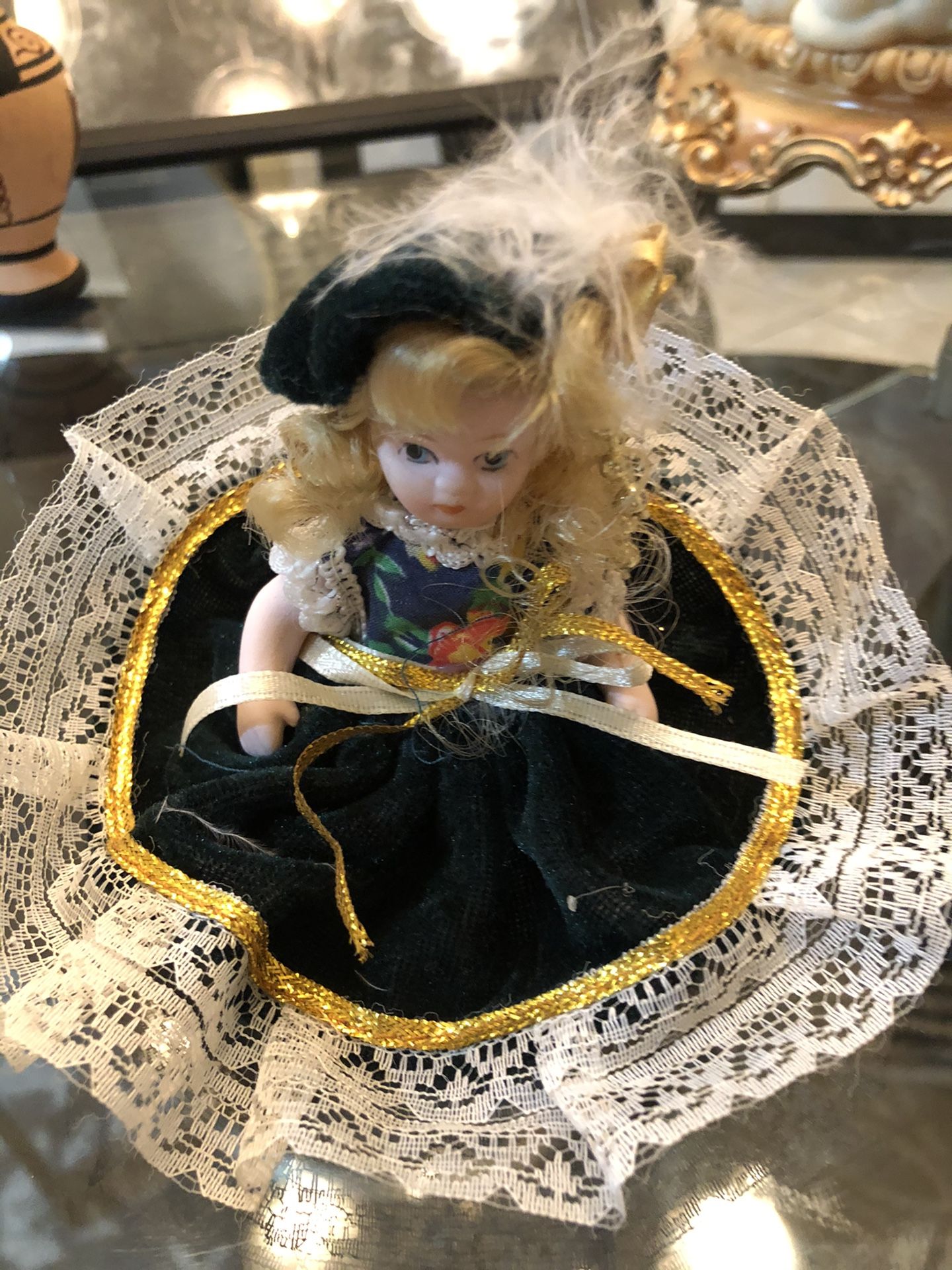 Nice small doll w dress navy