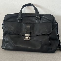 Tumi Black Leather Messenger Bag