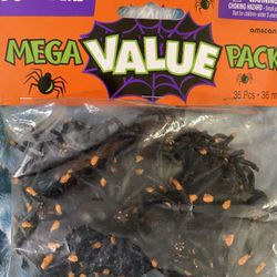 Bag Of 36 Spiders Halloween Prop Decoration, Insect Bugs