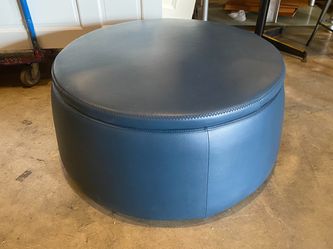 TJX Round Subdued Navy Storage Ottoman