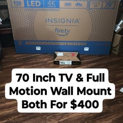 Insignia 70" 4K Ultra HD LED Fire TV & Wall Full Motion Mount