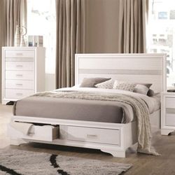 Miranda Queen Storage Bed w/ 2 Dovetail Drawers in White ($39 Down-No Credit Check Needed)