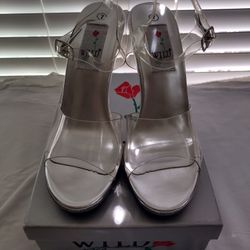 Wild Rose Clear Lucite Sandals NWB Size 7