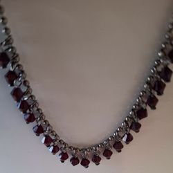 Vintage Garnet Necklace 16” 