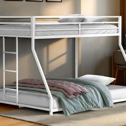 Brand New White Metal Twin Over Full Bunk Bed 
