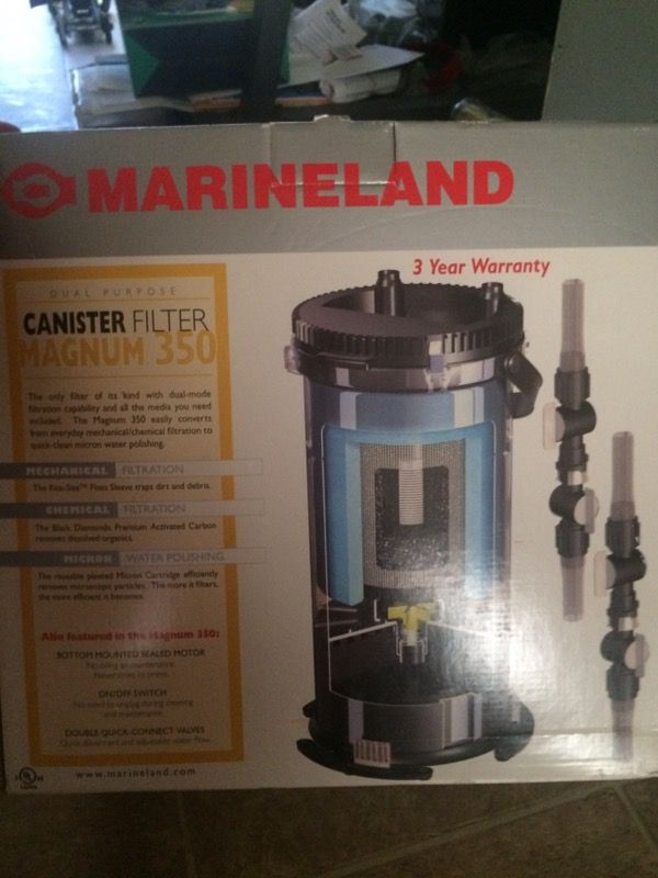 Marineland magnum 350 canister filter for fresh or salt water tanks