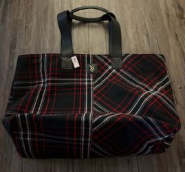 NWT Victoria's Secret Weekender Holiday Plaid Tote Bag