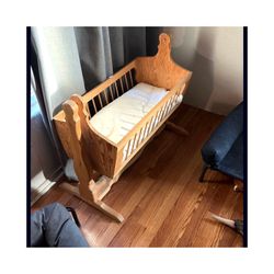 Solid Wood Rocking Baby Cradle Bassinet – Natural  Furniture