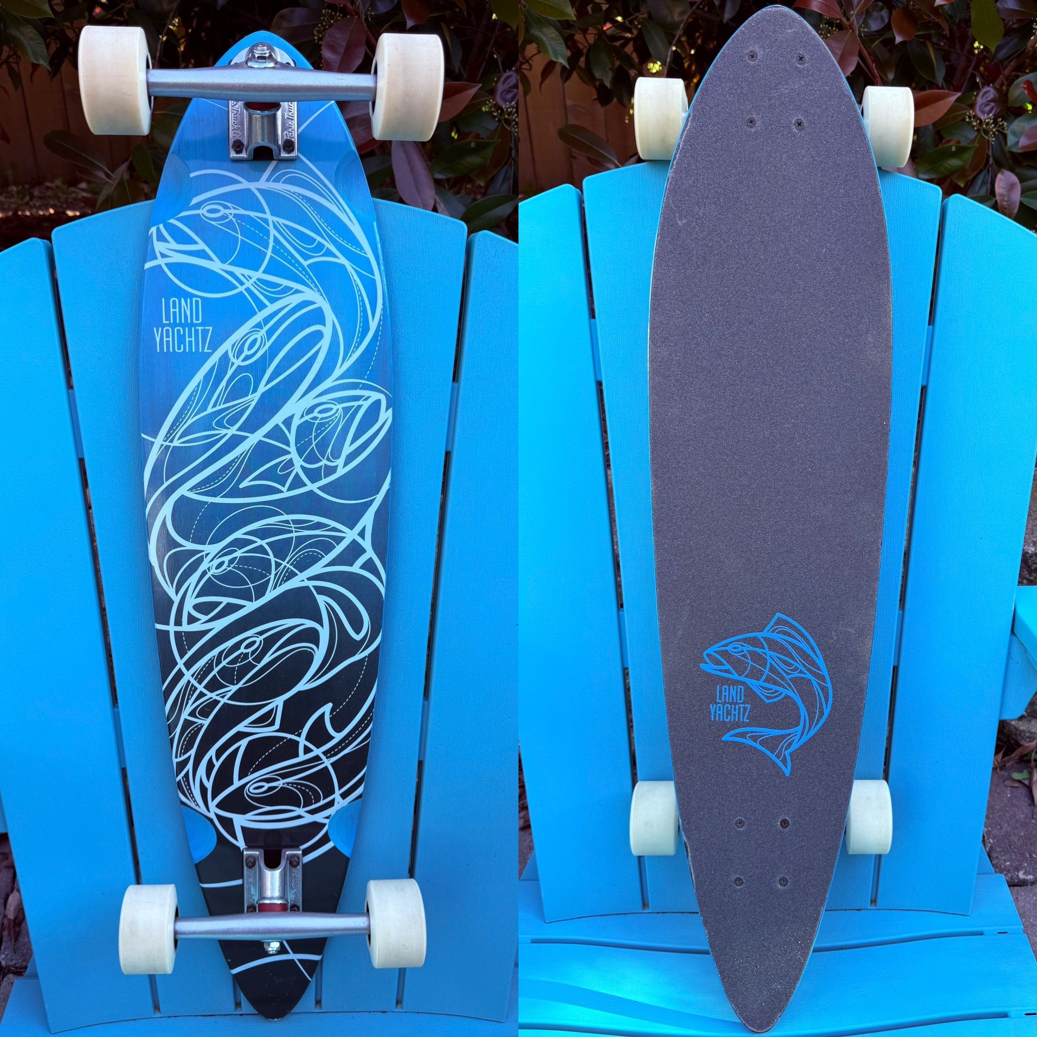 LANDYACHTZ SKATEBOARDS BAMBOO CHIEF - CARVED FISH - COMPLETE LONGBOARD SKATEBOARD