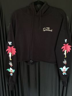 The Simpsons Cropped Pullover Hoodie Krusty Psycho Bob Size L