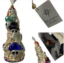 Christopher Radko Vintage “Skeleton Crew Skulls” Ornament Retired In 99'