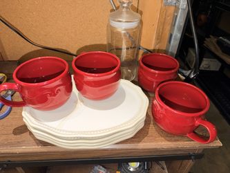 Princess House 4 Plates, 4 Big Cups 