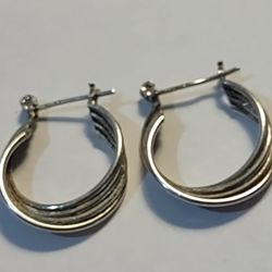 925 Starling Silver Triple Earrings 