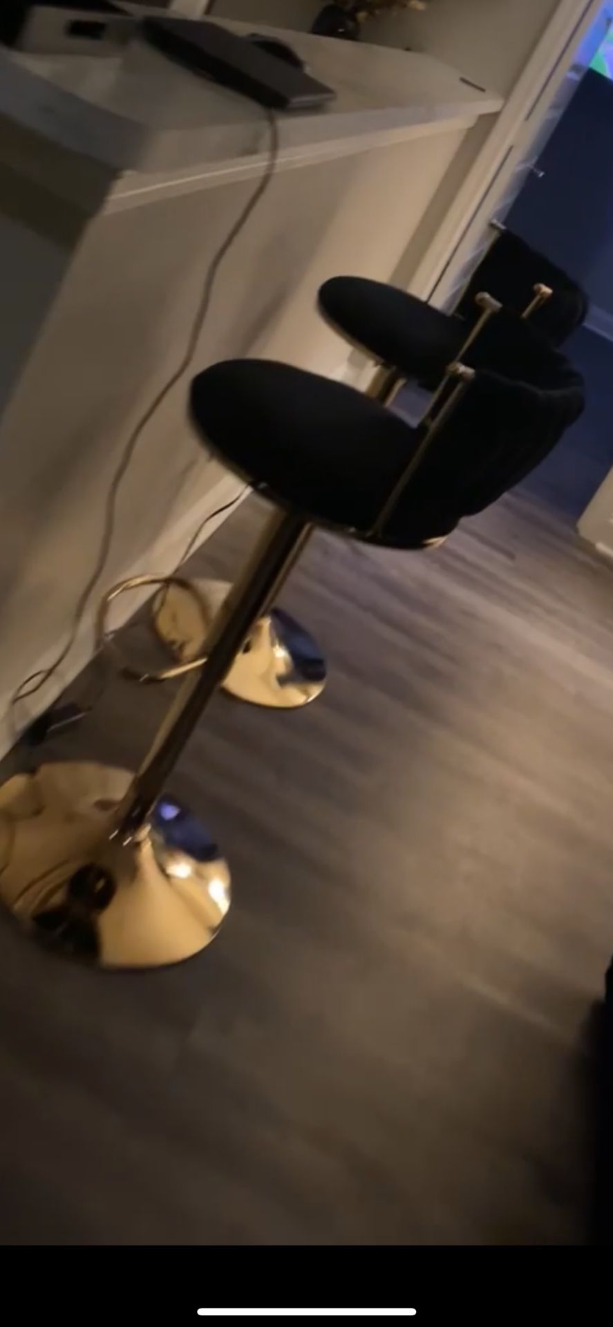 2 Stylish Black & Gold Bar Stools