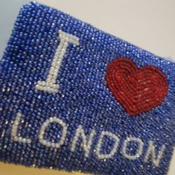 I ❤️ London (Flag On Other Side) Beaded Coin Pouch 6" X 4" Purse 