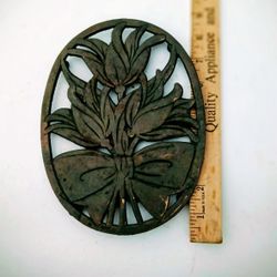 Floral Cast Iron Copper 1980s Trivet 