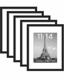 Upsimples 11x14 Picture Frame, Gallery Wall Frames Set Of 5, Black