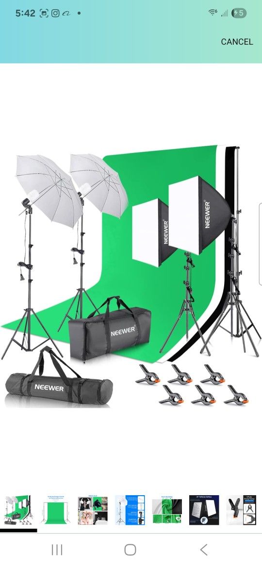 Photography Lighting kit with Backdrops, 8.5x10ft Backdrop Stands, UL Certified 5700K 800W Equivalent 24W LED Umbrella Softbox Continuous Lighting, Ph