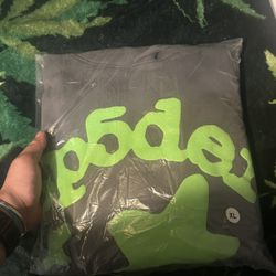 Gray And Green Spyder Hoodie 