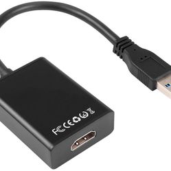 USB 3.0 to HDMI Video Adapter Cable Adapter with Audio Output Multiple Monitors Full HD 1080P Converter for Computer Laptop (Black)