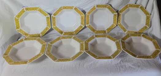 70s Independence Ironstone Yellow Octagon bowls Japan