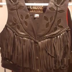 Woman's  Leather Fringe Vest 