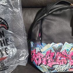 Sprayground Black Backpack Books Bag Money Stash Graffiti School Books Bag New