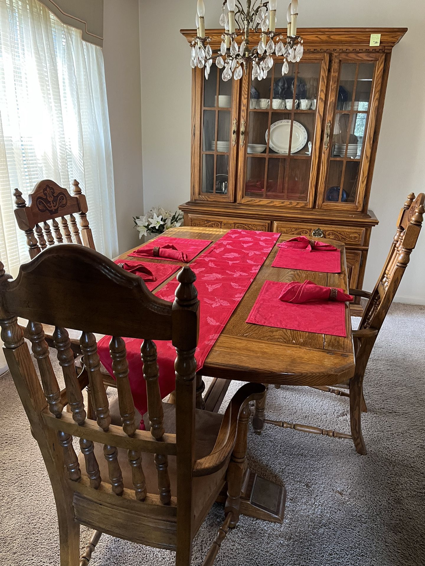 SOLID WOOD DINING TABLE & CHAIRS
