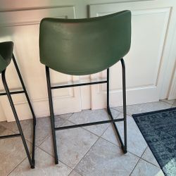 Green Faux Leather Bar Height Stools 