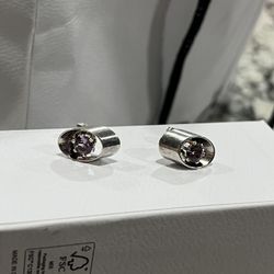 925 Silver Earrings Stone Purple 