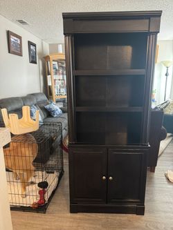 Sauder Palladia library bookcase in an estate black finish.
