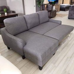 Brand New 🌛$10 Down Payment Finance ▪️▪️Gray Sleeper Sofa Chaise✳️ Delivery Available 