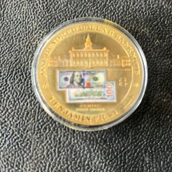  BENJAMIN FRANKLIN banknote commemorative gold coin American mint proo