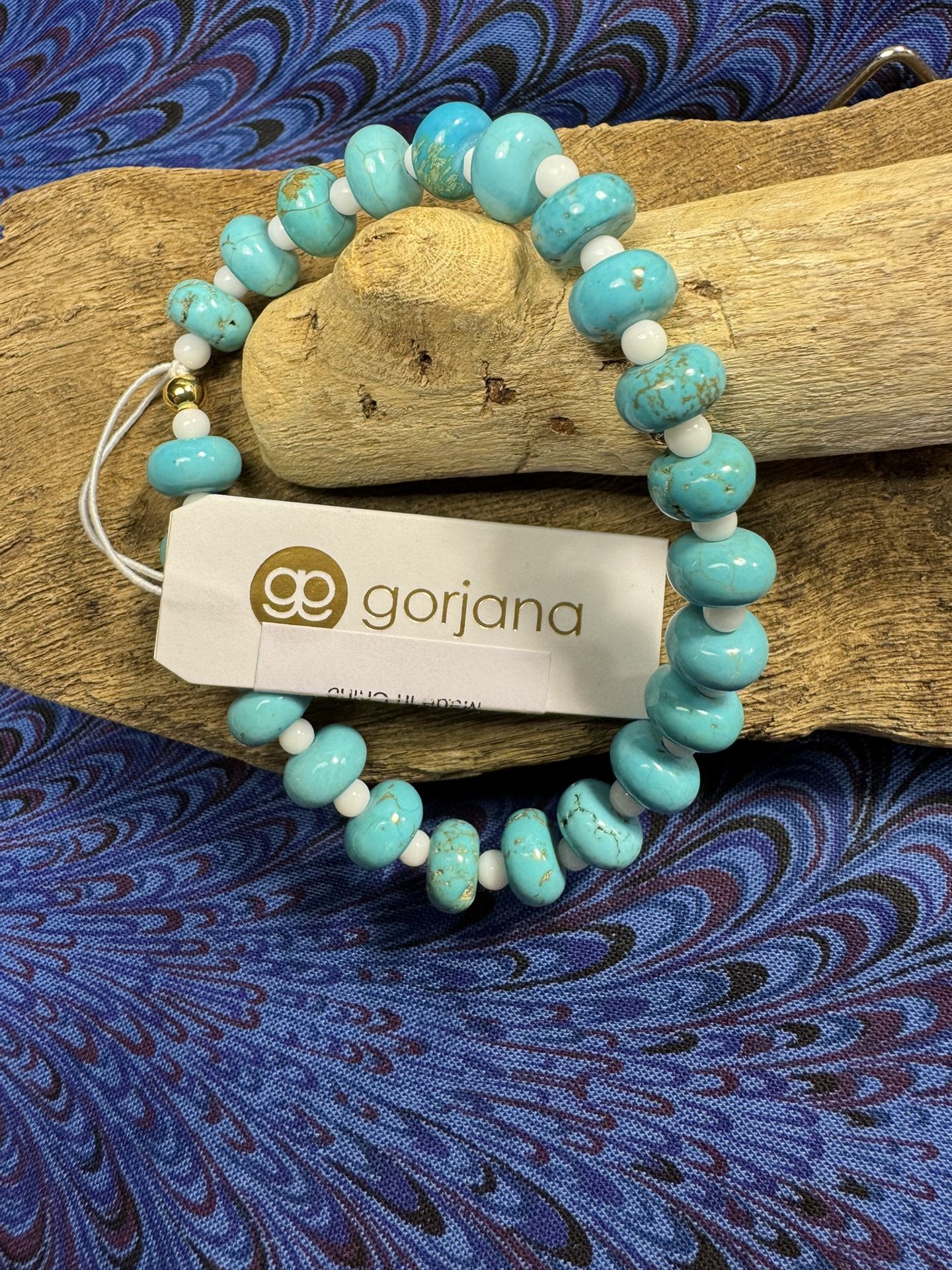 Gorjana Palma Blue Turquoise Beaded Stretch Bracelet New With Tags 7” Approx.