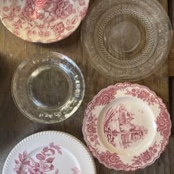 Pink Victorian Style Mismatch Plate Set