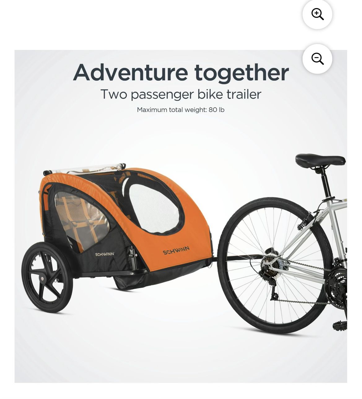 Schwinn Prescott Bike Trailer - Orange & Black 2 Seater