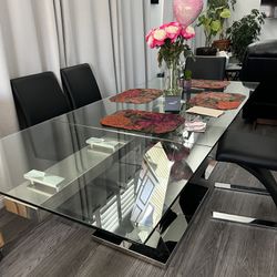 Extendable Glass Dining Table With Chairs