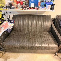Industrial Distressed Espresso Loveseat / Accent Sofa – ACME Winchester Style
