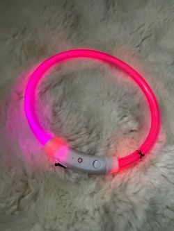 Pink LED Light-Up Pet Collar