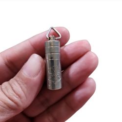 Silver Toned Nitro Fresh Nitroglycerin Capsules Pendant Case 1.5"