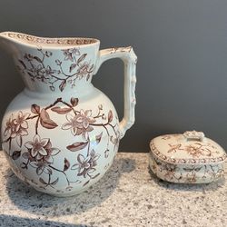 Antique Pitcher set 2 items 