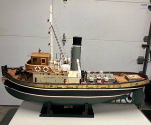Vintage 36” ANTEO  Italian Wood Tug Boat R/C Tow Model Tugboat