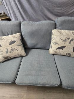 Clean Light Blue 3-Seater Sofa (Pillows Included)