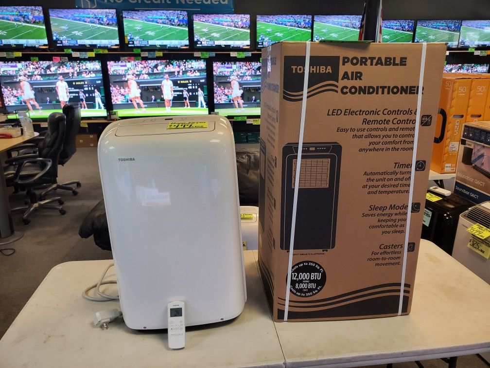 TOSHIBA PORTABLE AC WITH 12K BTU 350 SQ FT IN STOCK COMPLETE ALL ACCESSORIES IN BOX WITH WARR- TAX ALREADY INCLUDED IN THE PRICE OTD - PAYMENT PLANS