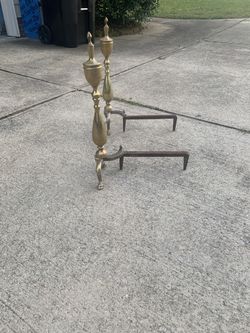 Old Fireplace Andirons - Brass