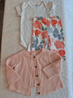 Baby Girl 3-Piece Outfit Set, 0-3 mo