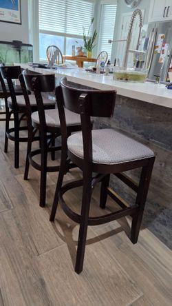 Four Tall Chairs ( Gray & Brown Color )