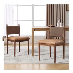 New! Rope Woven Back Boho Dining Chairs Set of 2 